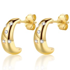 USEEDOVIA Chunky Gold Hoop Earrings for Women丨Hypoallergenic Waterdrop Teardrop Gold Earrings丨Lightweight Chunky Gold Hoops丨Gold Plated Hollow Open Hoops Earrings Jewelry Gifts for Girls