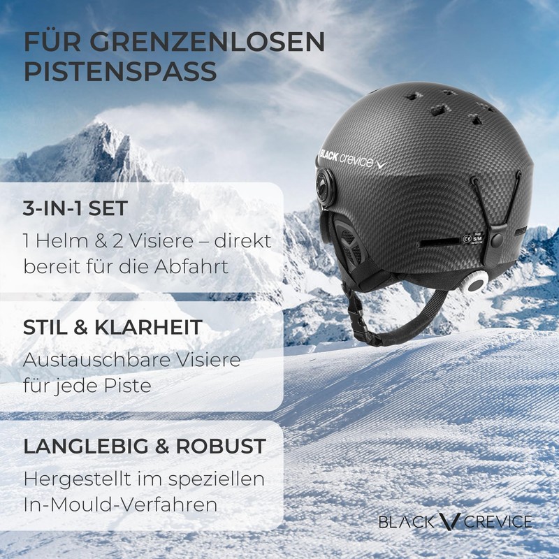 Black Crevice Unisex - Adult Ski Helmet Arlberg with 2