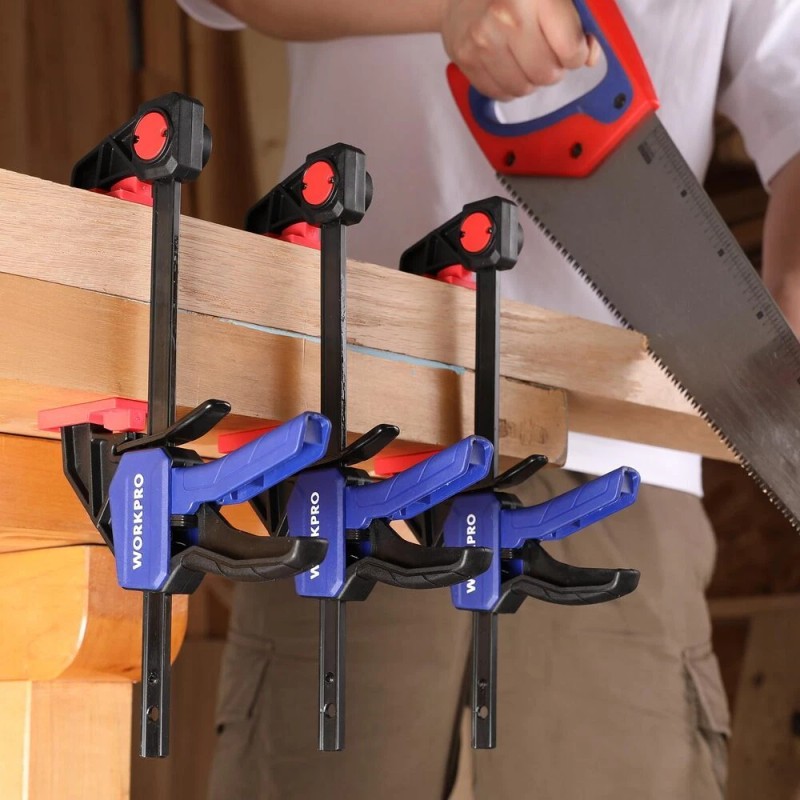 WORKPRO Mini Bar Clamps for Woodworking 6" One-Handed Spreader/Bar Clamp