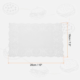 sourcing map 300pcs Lace Paper Doilies 10 x 7.5 Inch White Rectangle Disposable Decorative Paper Placemats Hollow Flower Absorbing Papers for Cakes Desserts Food Decoration Wedding Birthday