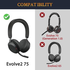 SOULWIT Proteinleder Ersatzpolster Ersatz Ohrpolster für Jabra Evolve2 75 PC Wireless Headset(Nicht für Evolve 75),Polster mit Geräuschisolationsschaum