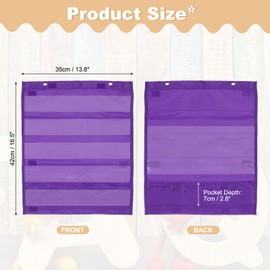 PATIKIL Magnetic Pocket Chart, Small Pocket Chart Mini Double Sided Classroom Pocket Chart Organizer Wall Hanging for Classroom Supplies, Purple
