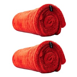 BLACKLINE® TWISTED-LOOP DRYING TOWEL - Ultra-Absorbent Car Drying Towel Made With A Twisted-Loop Microfiber Weave, 1300 GSM Premium Microfiber:_Crimson 2-Pack