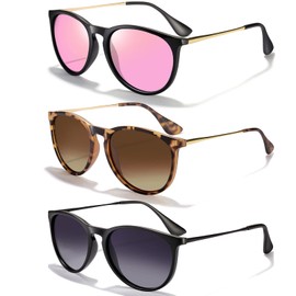 CHBP Sunglasses Womens Men Polarized UV Protection Trendy Vintage Retro Round Mirrored Lens Sunglasses For Women
