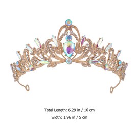 FOMIYES Crown Hair Accessory Colorful Crystal Tiara Pearl Headbands Wedding Decorations for Ceremony Birthday Crowns for Women Headband for Prom Tiara Child Props Zinc Alloy Grace