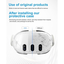 Protective Case for Meta Quest 3, XICEN Accessories for Meta Quest 3, Impact and Heat-Proof Case Come with Inside Lens Cover, 3 Lens Tempered Glass Protector, 4 Joystick Caps