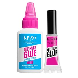 KIT Nyx Professional Makeup Primer de maquillaje hidratante The Face Glue, sin sensación pegajosa + Gel Fijador de cejas transparente The Brow Glue