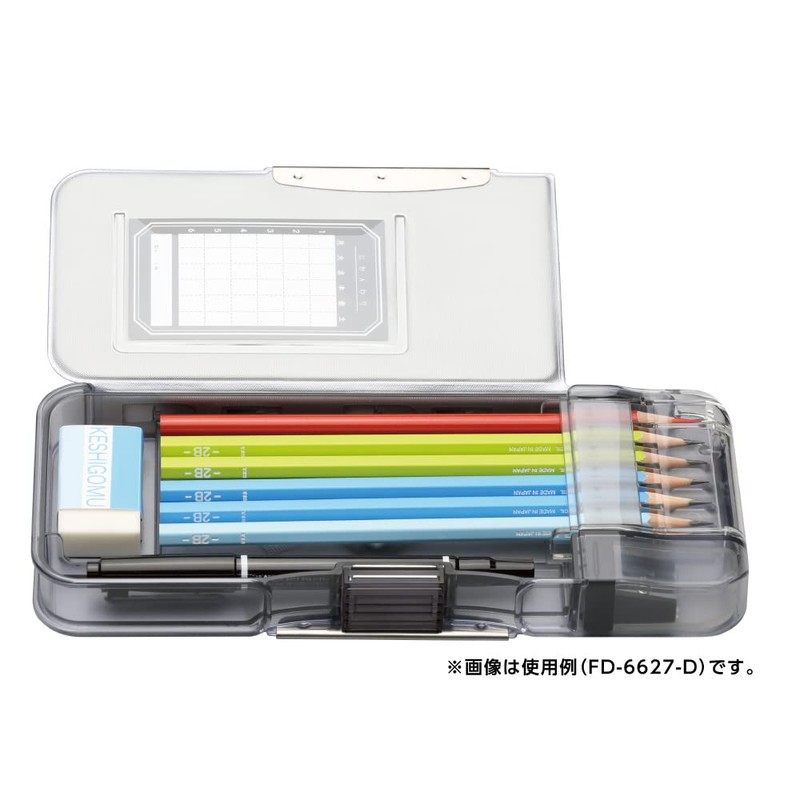 Sonic FD-6627-P Pencil Case, Double-Sided Brush, Slim Type, Pencil Check