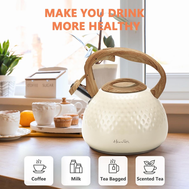 harriet Tea Kettle, Tea Pot for Stovetop, 2.5QT Whistling Kettle