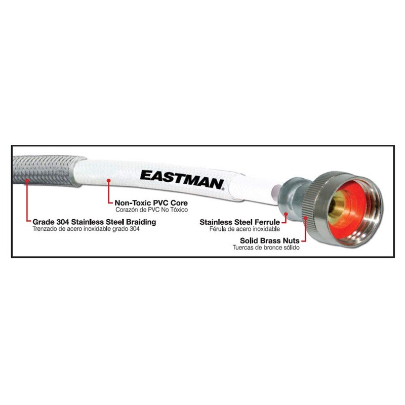 Eastman 48374 Stainless Steel Washing Machine Hose with Elbow, 5