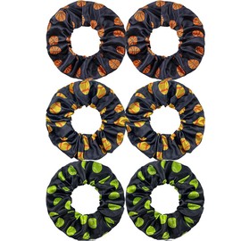 LilaLemon 6PCS Hair Scrunchie - Black, Orange，Yellow & Green
