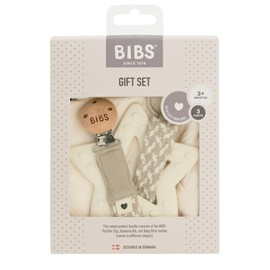 BIBS My First 6 Months Gift Set | Includes Cloth Bib, Pacifier Clip and Bitie Teether | Sage