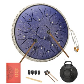Steel Tongue Drum 14 Inches 15 Notes Hand Pan Drum Rain Drum Percussion for Meditation Yoga Musical Education for Adult& Kids(Lotus Purple)