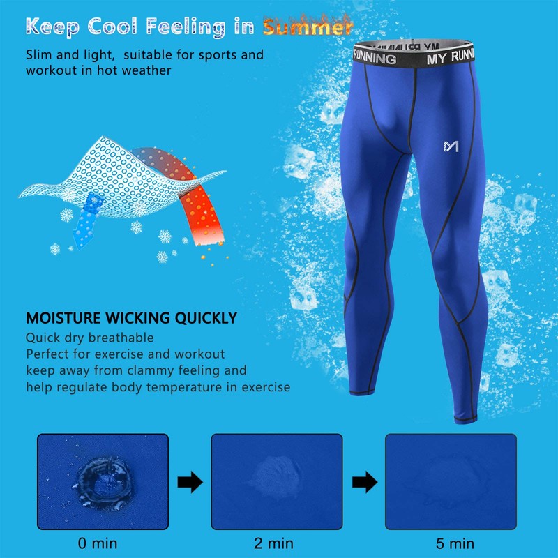 MEETYOO Leggings Uomo, Calzamaglie Sportive Pantaloni Fitness Compressione Baselayer per