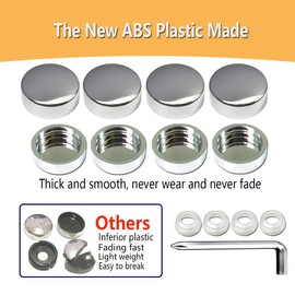 BGGTMO Chrome License Plate Screw Caps-Gloss Finish Screw Covers and License Plate Bolts, Rust Resistant License Plate Frames Hardware, Machine Plate Bolt Fastener Kits