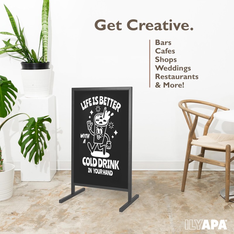 Ilyapa Metal Double Sided Swinging Chalkboard Sign - 22x37 inch