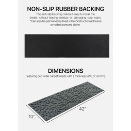 FINEHOUS Outdoor Stair Treads Non-Slip 42”x10” (6-Pack) – Carpet Treads with Rubber Backing Floral Grey