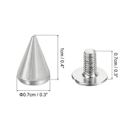 sourcing map 16 Sets Spikes and Studs Kit, 7mm Cone Spikes Punk Rock Rivets Screw Back Studs Screw Rapid Rivet Screws for DIY Leather Craft Belt Bags Shoes Accessories, Silver