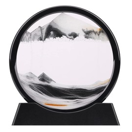 QLKUNLA Moving Sand Art Picture Liquid Motion 3D Deep Sea Sandscape in Motion Display Flowing Sand Frame Relaxing Desktop Home Office Work Decor Art Toys (7 inch, Black)
