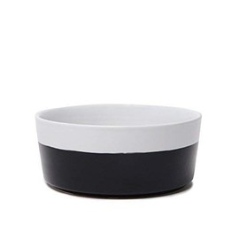 Waggo Dipper Ceramic Dog Bowl for Small and Large Breeds - Heavyweight and Durable Pet Food and Water Dish Crock, Dishwasher Safe, Modern (Black, Large)