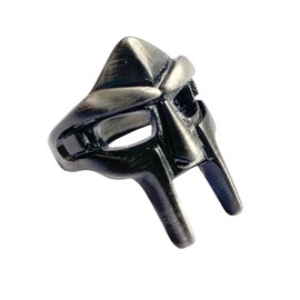 Arcutina Doom Mask Rings Gothic Punk Stainless Steel Ring Vintage Viking Rings for Men (Grey&Black, 8)