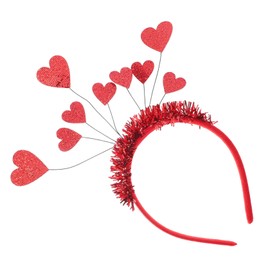 Baluue Valentines Day Heart Designed Hair Band Romantic Love Headwear with Red Hearts Comfortable Fit Hair Accessory for Party Wedding Masquerade and Women