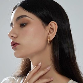 Gold Hoops Earrings For Women Chunky Gold Open Hoop Earrings Gold Earrings 14k Gold Earrings Hypoallergenic Hoop Earrings Gold Chunky Hoops Dangle Statement Dangle Earrings For Women Girls