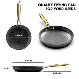 imarku Frying Pan - 8 Inch Non Stick Frying Pan, Long Lasting Cast Iron Skillet Nonstick Pans, Honeycomb Nonstick Frying Pans with Stay Cool Stainless Steel Handle, Mothers Day Gifts, Easy Clean