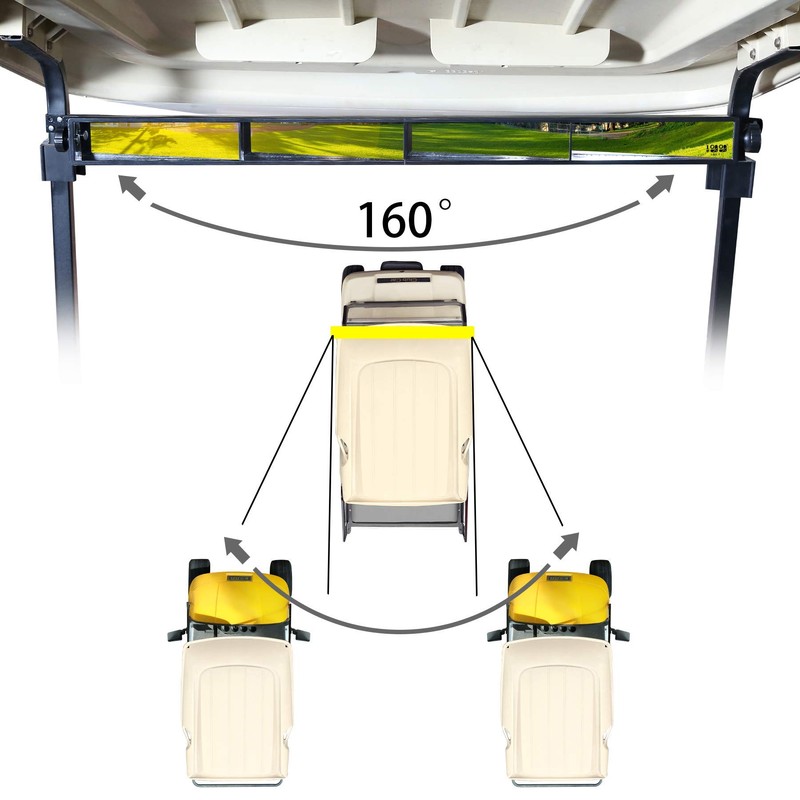 10L0L Golf Cart 4 Panel Mirror,Long Rear View Mirror Universal
