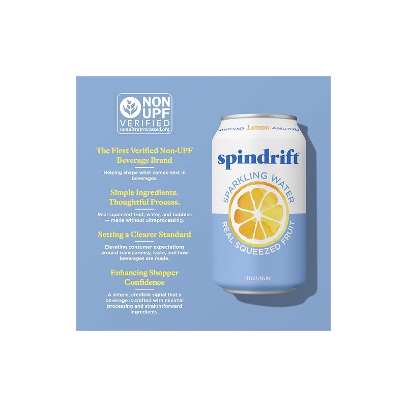 Spindrift , Agua Con Gas, Limón, 12 Oz, (Paquete De