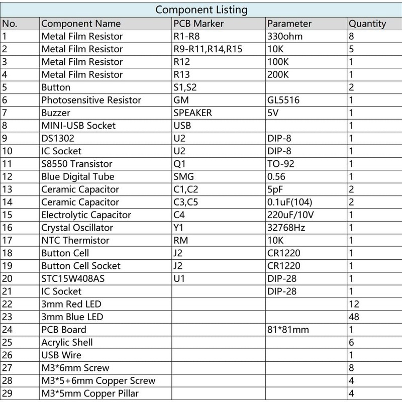 Rotating Digital LED Display Module, DS1302 DIY Clock Temperature Controller
