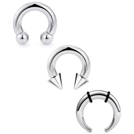 Ovxznts Large Septum Rings 2G PA Ring Horseshoe Barbell Stainless Steel Septum Pincher Tapers C Shape Buffalo Stretcher Expander for Women Men