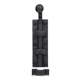 A29 Door Slide Bolt Latch, 5 3/8 x 1 1/2 Inches with 3 Gate Latch, Sliding Barrel Bolt, Surface Bolt Door Lock Latch for Gates, Cabinets and Doors, Iron Black Powder Coat Finish