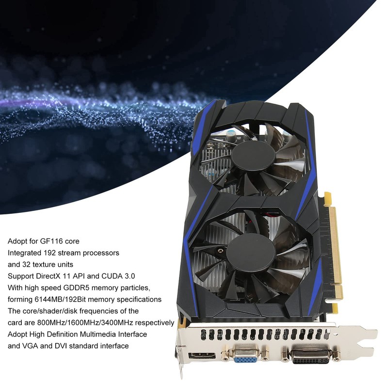 Sorandy Gaming Graphics Card, 6GB 192BIT GDDR5 Dual Fan Computer