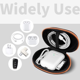 MOLOVA Earbud Case, Oval Storage, Portable Pouch Bag for Earbuds, In-Ear Headphones, Headsets, Orange