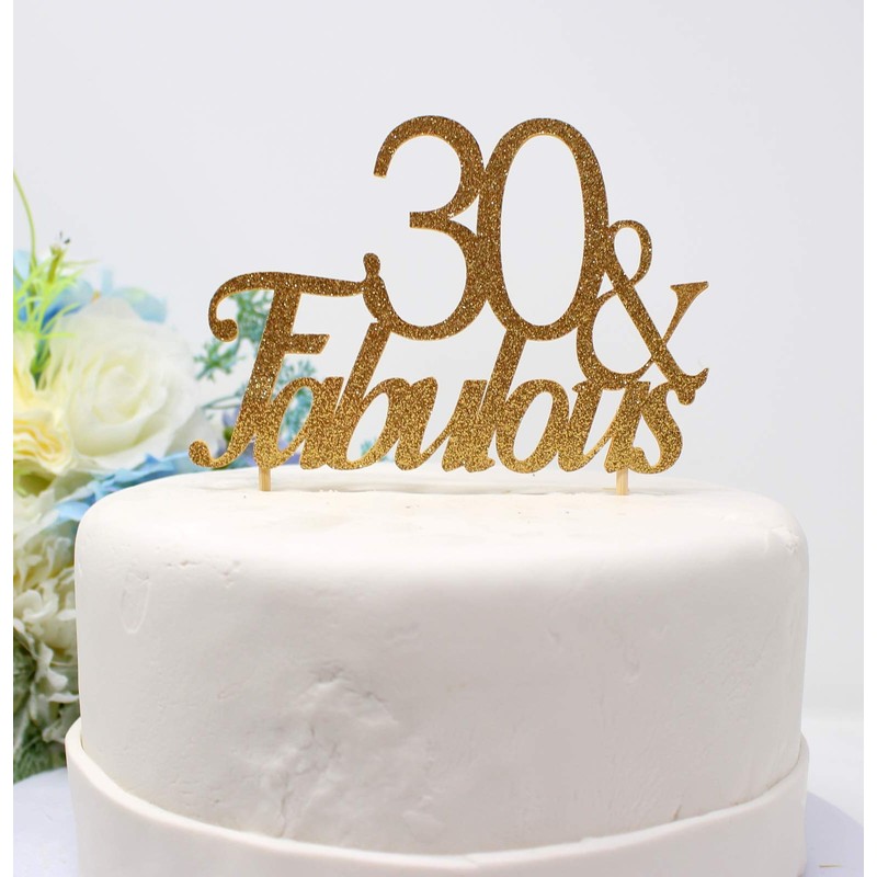 Decoración para tarta dorada 30 y fabulosa