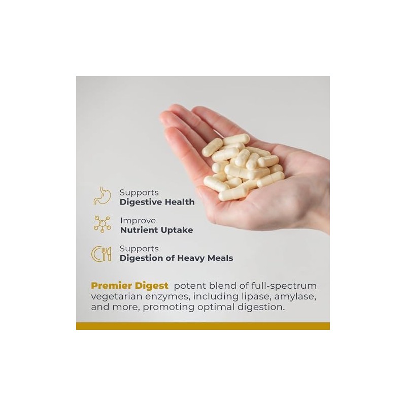 Premier Digest, 60 Capsules, Vegan Product - Vegetarian Source Enzymes,