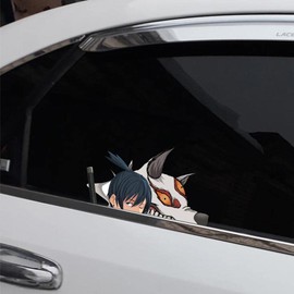 EARLFAMILY 5.1'' for Hayakawa AKI Chainsaw Man Peeker Car Stickers Anime Funny Personality Campervan Decal Waterproof