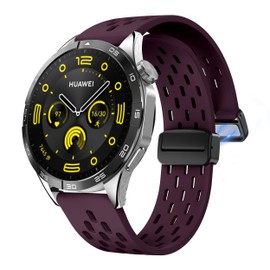 LYSMVIVI Sport Watch Band 18mm 19mm 20mm 22mm Quick Release Silicone Magnetic Sweatproof Breathable Watch Band for Men Women, Soft Silicone Sport Watch Strap - Purple Taupe