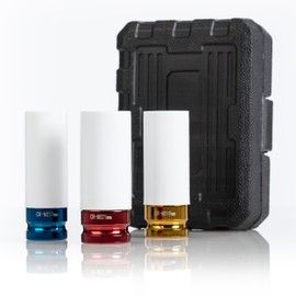 Socket Spanner Set, Drive 1/2 Inch, SW 17/19/21 mm, Nuts, Protective Nuts, 3 Pieces, in Practical Case, for Wheel Mounting, Protective Nuts for Alloy Wheels