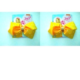 2 Count Jojo Yellow Hair Bow Pearls and Diamonds design