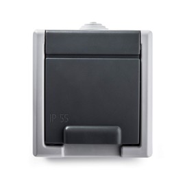 Famatel Socket | For Installation | Aquant 55 Series | IP55 | Child Lock | This Socket is Waterproof | Easy to Install Product | Grey