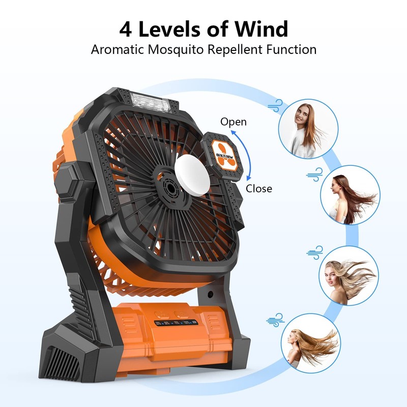 Portable Fan Rechargeable, Cordless Battery Powered Fan with LED Lantern,