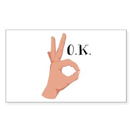 CafePress OK Hand Sign Sticker Rectangle Bumper Sticker Car Decal