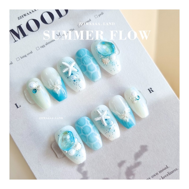 Summer flow.Lump wave sea beach unique emotional nail - egg