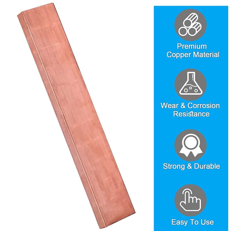C110 Copper Flat Bar, 3/8" Thickness x 1" Width x