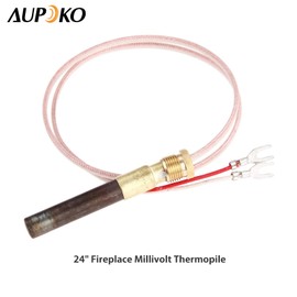 Aupoko 24" Propane Gas Fireplace Thermopile 750 Millivolt Replacement, Fit for Gas Fireplace/Water Heater/Gas Fryer Cluster