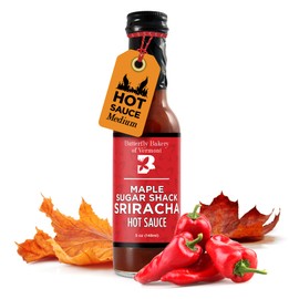 Butterfly Bakery of Vermont - Maple Sugar Shack Sriracha Hot Sauce, Medium Hot, Sweet Heat with Garlic Flavor - Vegan & Vegetarian - Made with Natural, Vermont-Grown Ingredients, 5 fl oz
