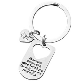 Speech Therapist Keychain, Everyone Deserves a Voice, Thank You for Helping Me Find Mine - Speech Language Pathologist Jewelry Thank You Appreciation Gift