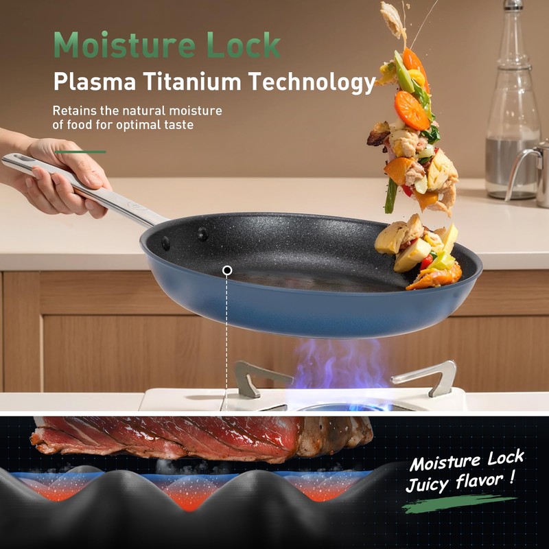 Kitchen Academy Induction Plasma Titanium Nonstick Wok Set 3 Piece,